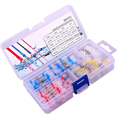 JOYOOO Cosses Electriques,100pcs 4 Tailles Butt Fil-Connecteurs, Connexions de Câbles Thermorétractables et Connecteurs de Soudage de Soudure,Souder Gaine Thermorétractable Terminaux 