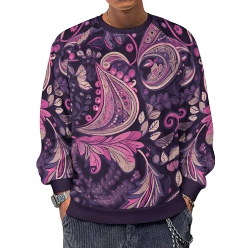 MARSVOVO Paisley Shirt for Men Floral Graphic Mexican Sweatshirt Vintage Colorful Casual Crew Neck Long Sleeve Tunic Top