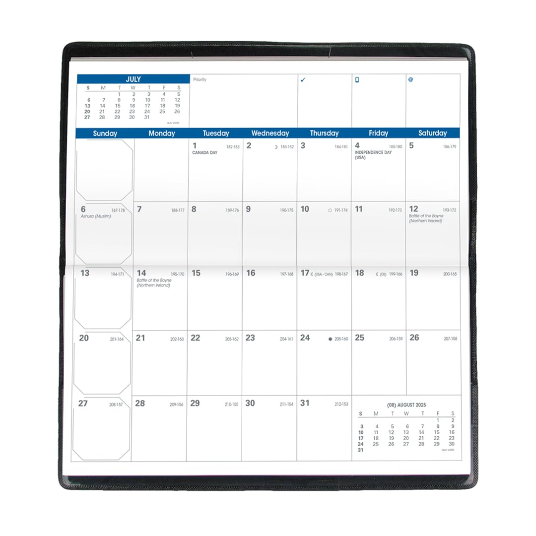 Quo Vadis 2025 Refill For Visoplan Monthly Planner - Pocket Calendar Organizer
