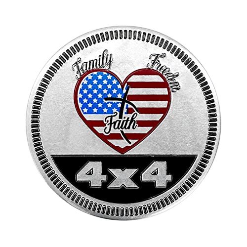 Image of Faith 4 x 4 Automotive Badge Decals & Stickers - 3D Metal Car Badges Compatible with Jeep Wrangler Vehicles, Trucks & SUV