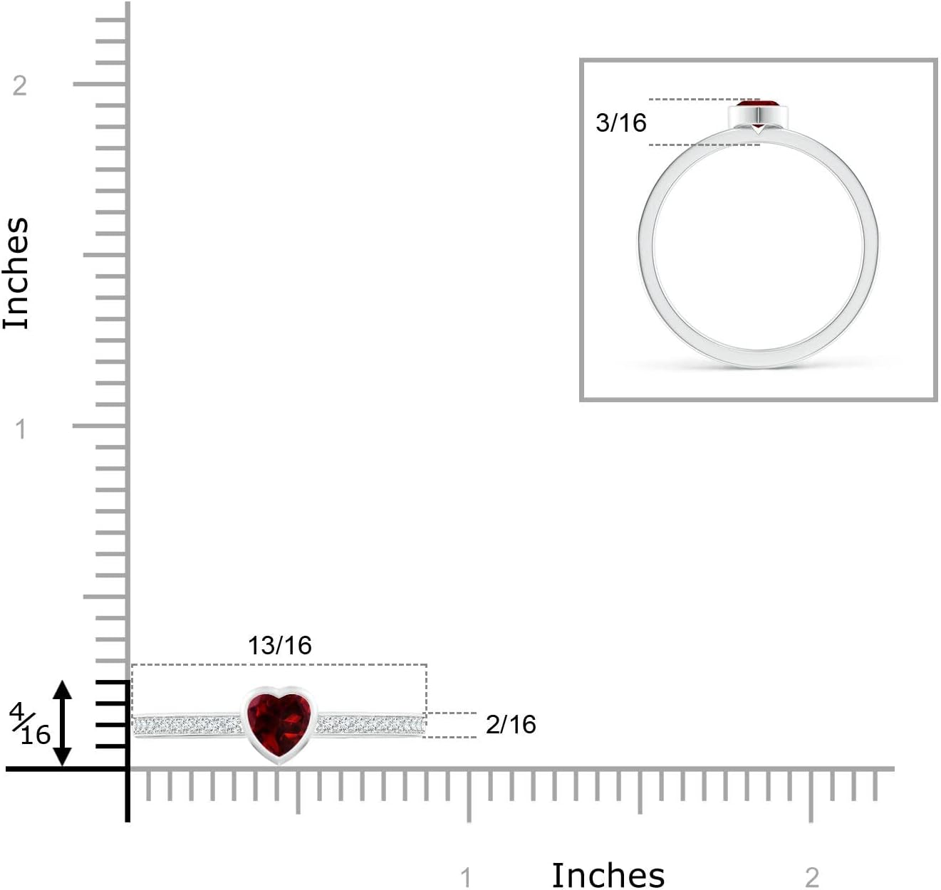 Angara Bezel Heart Garnet Promise Ring with Diamond Accents in 14K Solid Gold/Platinum | Natural Garnet Side Stone Ring for Women | January Birthday, Anniversary, Gemstone Jewelry Gift