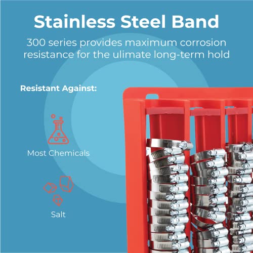 KEDIS220 220 Piece Hose Clamp Set in Mountable Rack , Red