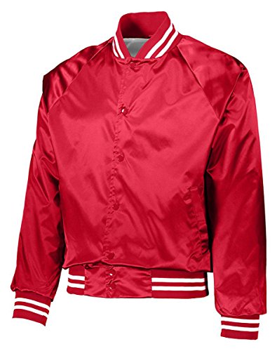 Augusta Sportswear Satin Baseball Jacket/Striped Trim XL Red/White
