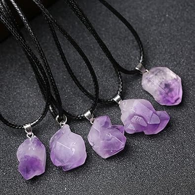 Purple Natural Amethyst Raw Stone Pendant Necklace for Women Men Raw Amethyst Pendant Crystals Necklaces Reiki Meditation Therapy - Image 9