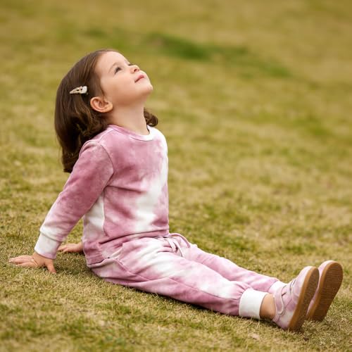 Image of 2Pcs Kids Girls Tie Dye Sweatsuit Child Cotton Long Sleeve Outfits Set Sport Tracksuit Tops + Sweatpants