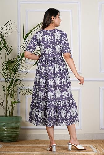 Image of Kuruti B Sheets Women's Cotton Floral Printed Regular Fit Anarkali Kurta for Women