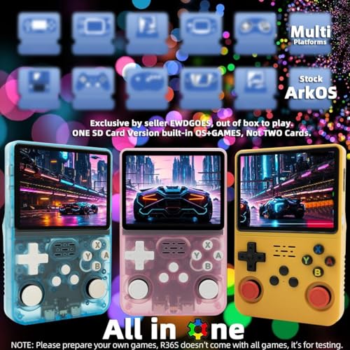 Image of R36S Retro Handheld Game Console With 64G 3.5 Inch IPS Screen Built-In 20000+ Classic Games Open Source Linux System Portable Pocket Video Player With 3200Mah Battery (Transparent Pink)