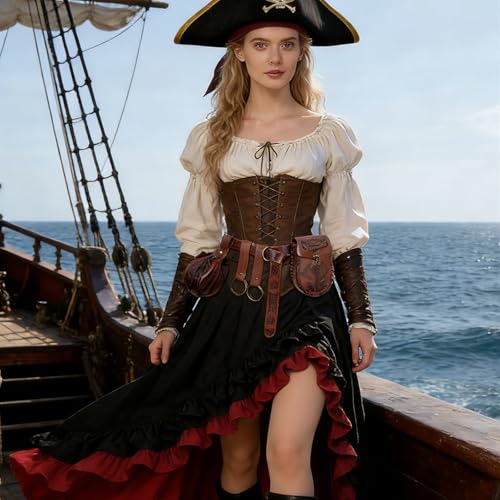 Image of Renaissance Pirate Belt Pouch with Coin Purse Skirt Hike Set