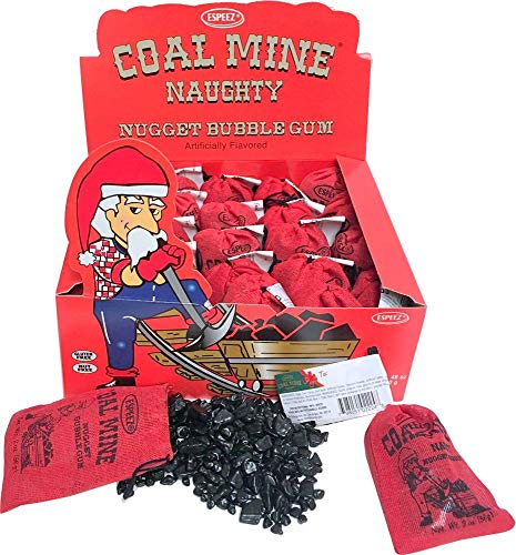 Coal Mine Naughty Black Nugget Bubblegum 4 Bags Candy-Santa Christmas Holiday Stocking Filler Gift