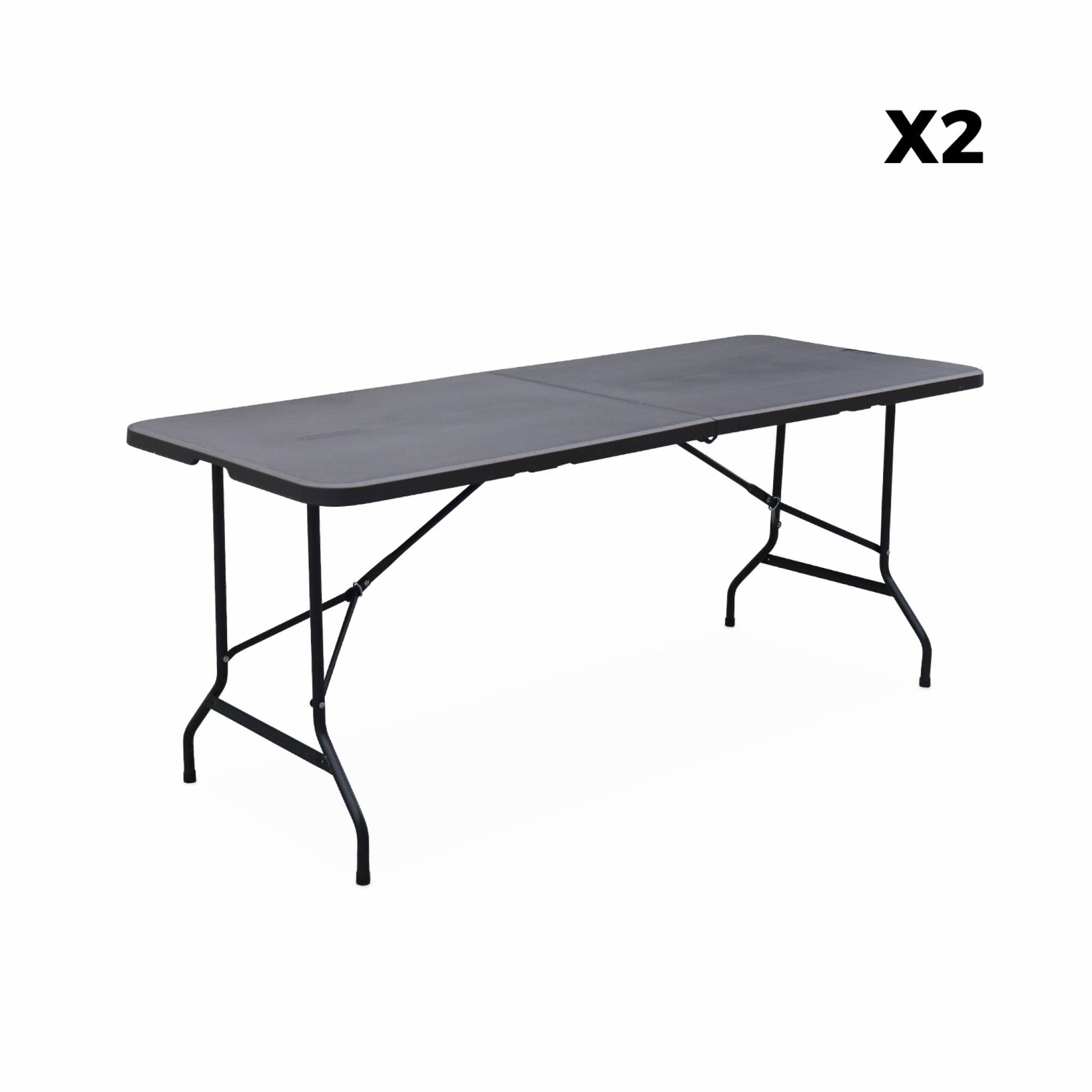 Alice's Garden - Lot de 2 Tables de réception. Pliables 180cm. Grise foncé. Table Pliante avec poignée de Transport. Table de Camping