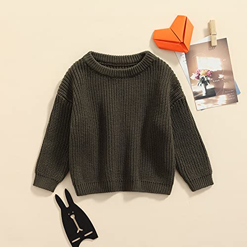 Autumn Winter Warm Outfits Baby Girl Cute Long Sleeve Knitted Sweater Pullover Top (Army Green,9-12 Months) #TOP2