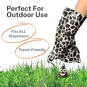 Dog Poop Bags – Cute Cow-Printed Disposable Waste Bags, Guaranteed Leak Proof, Unscented, 120 Count, 8 Rolls