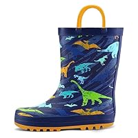 mysoft Kids Rain Boots for Girls Boys Toddler Waterproof Rubber Cute Printed with Easy-On Handles