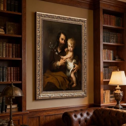 Toile de Saint Joseph et Jésus cadre suspendu premium - 3