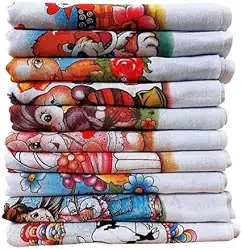 Kit Pano de Prato Estampado 100% Algodão | Toalha de Pia com Bainha | Kit 10 Unidades