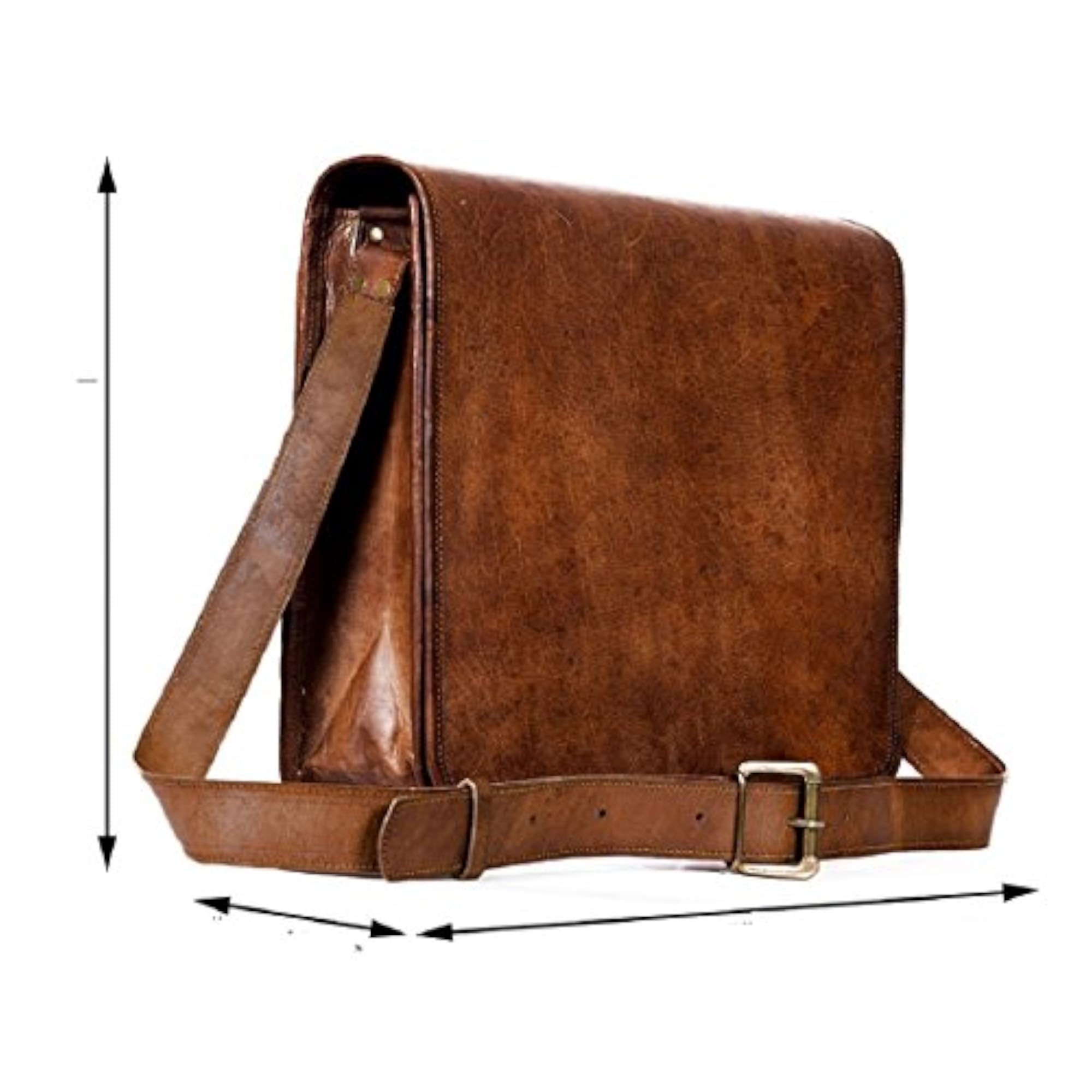 Leather Handmade Messenger Bag, Light Brown