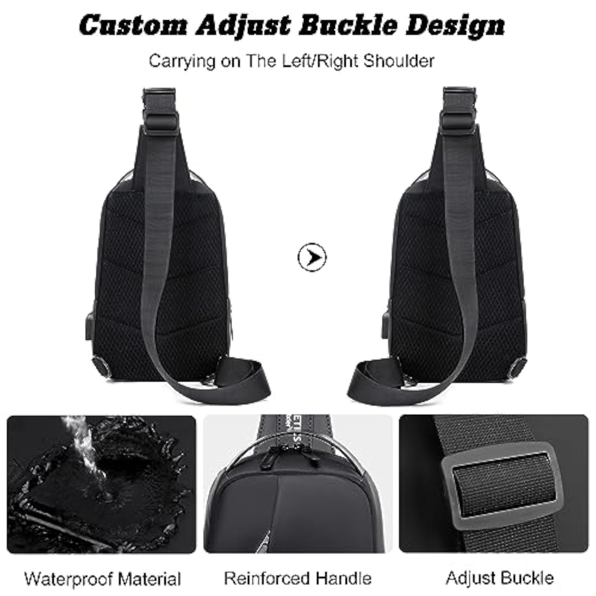 Stylish Sling Sport Shoulder Bag with USB Charging Port