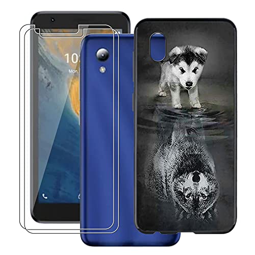 HHUAN Hülle für ZTE Blade A31 Lite (5.50") + 2 Stück Panzerglas Schutzfolie, Schwarze Handyhülle Weichem Silikon, Stoßfeste TPU Bumper Schutzhülle für ZTE Blade A31 Lite - WMA27