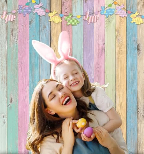 Fondo Fotográfico de Madera Colorida de Pascua 5x7FT miniatura 3