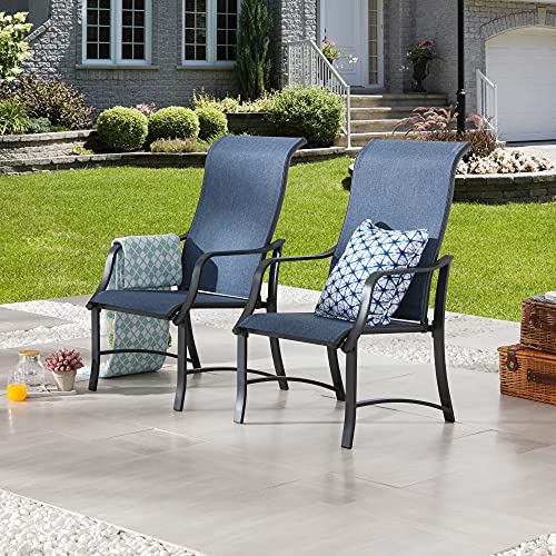 Image of LOKATSE HOME Patio Dining Chairs with High Backrest Teslin Bar Set of 2 Outdoor Metal Furniture for Garden Patio Pool Yard