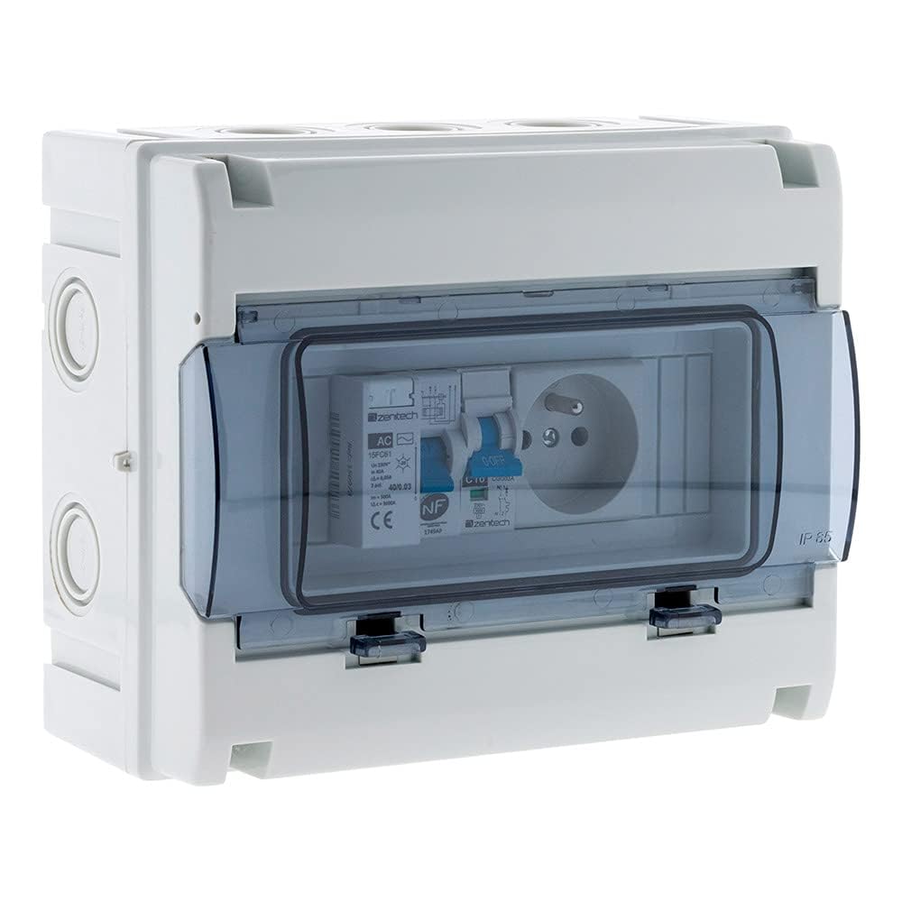 Zenitech-Coffret électrique étanche IP65 8 modules équipé livré avec accessoires - Zenitech & Disjoncteur PH/N 10A NF