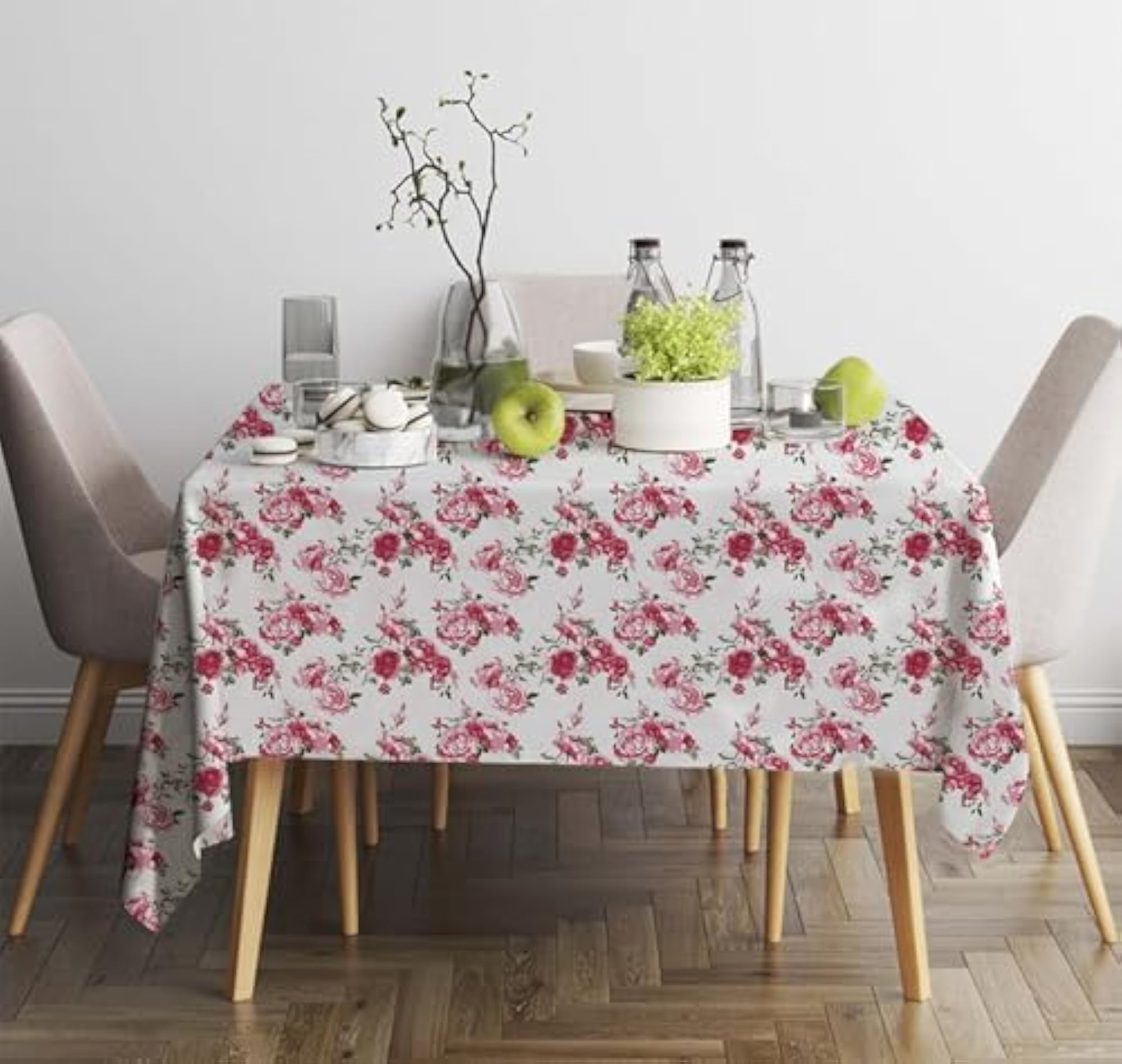 Hometex Cotton Rose Printed Table Cloth 40x40 Inch
