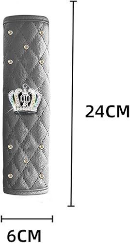 Miniatura 5 de Dotesy Paquete de 4 almohadillas de cuero para cinturón de seguridad con diamantes de imitación brillantes, fundas para cinturón de seguridad de