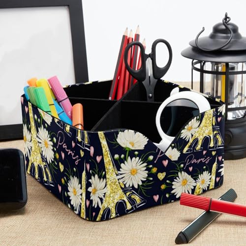 Pot de rangement pour bureau porte-crayons 4 compartiments paillettes - 8