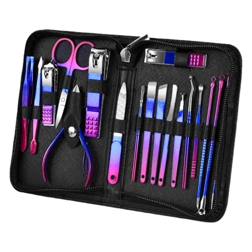 Kit de cortaúñas, juego de cortaúñas - Set de Manicura de Acero Inoxidable 18X - Juego de corte de uñas para hombres y mujeres, herramientas para el cuidado de uñas con estuche