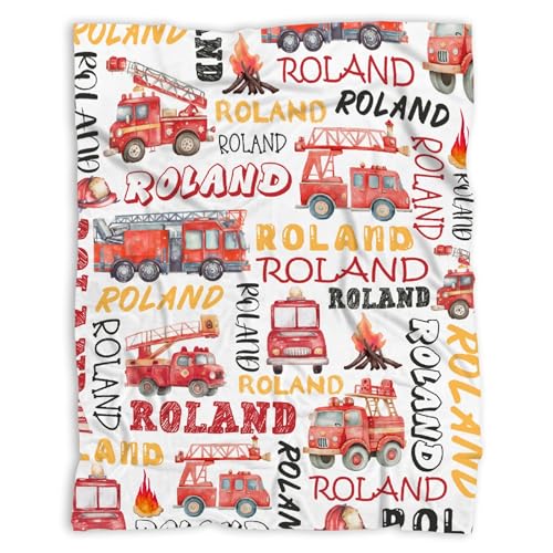 Image of Personalized Fire Trucks Firefighter Custom Baby Blanket Gifts for Boys Girls Super Soft Blanket Swaddle Newborn Cozy Receiving Blanket Stroller Throw 40x30 in for Puppy