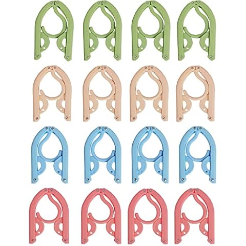 Portable Travel Hangers, Portable Clothes Hangers Save Space, 16 PCS Folding Plastic Clothes Hanger Multifunction Travel Accessories for Holiday Camping and Home Travel Outdoor Camping Cover