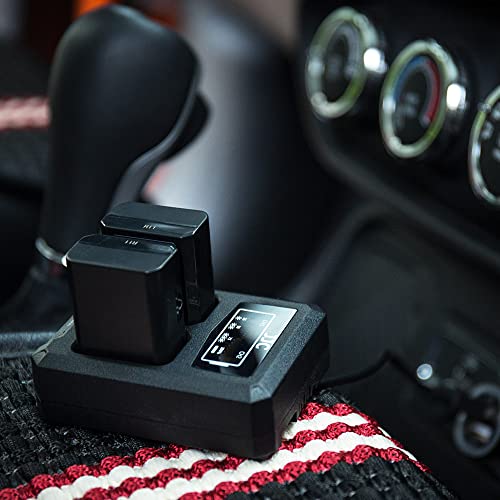 JJC NP-FW50 Cargador de batería doble, compatible con Sony A6500 A6400 A6300 A6100 A6000 A7RII A7R A7II A7 A7SII A7S RX10 IV RX10II RX10 NEX-7 NEX-6 SLT-A99II +40 cm de extensión Cable