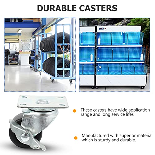 TEHAUX 2 Pcs Placa Giratória Caster Rodas Com Travamento Rodízios de Cadeira de Escritório 4- Buraco