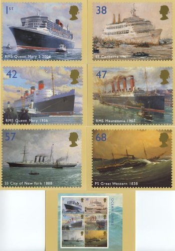 Set di 264 francobolli di transatlantici