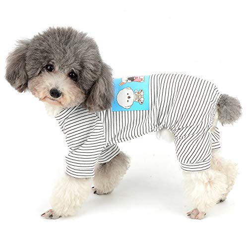 Ranphy Pigiama per Cani di Piccola Taglia in Cotone a Righe Carino Camicia per Animali Domestici Cagnolino Tuta Casual Cani di Piccola Gatto Quattro Gambe Vestiti Estivi per Cani Vestiti Nero M