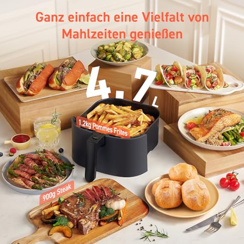 COSORI Airfryer, 7-in-1 Heissluftfritteuse 4,7 L, Max 230℃ & 55dB leise Heißluftfritteuse, 100+ Rezpete, Hähnchen, Steak, Speck, Tiefkühlkost, 55% energiesparend, spülmaschinenfest – Bild 6