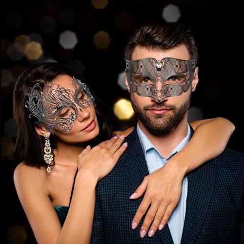 Image of Coddsmz Couples Venetian Masquerade Mask Set Luxury Style Princess Party Mask for Couples Women and Men Mardi Gras Masks