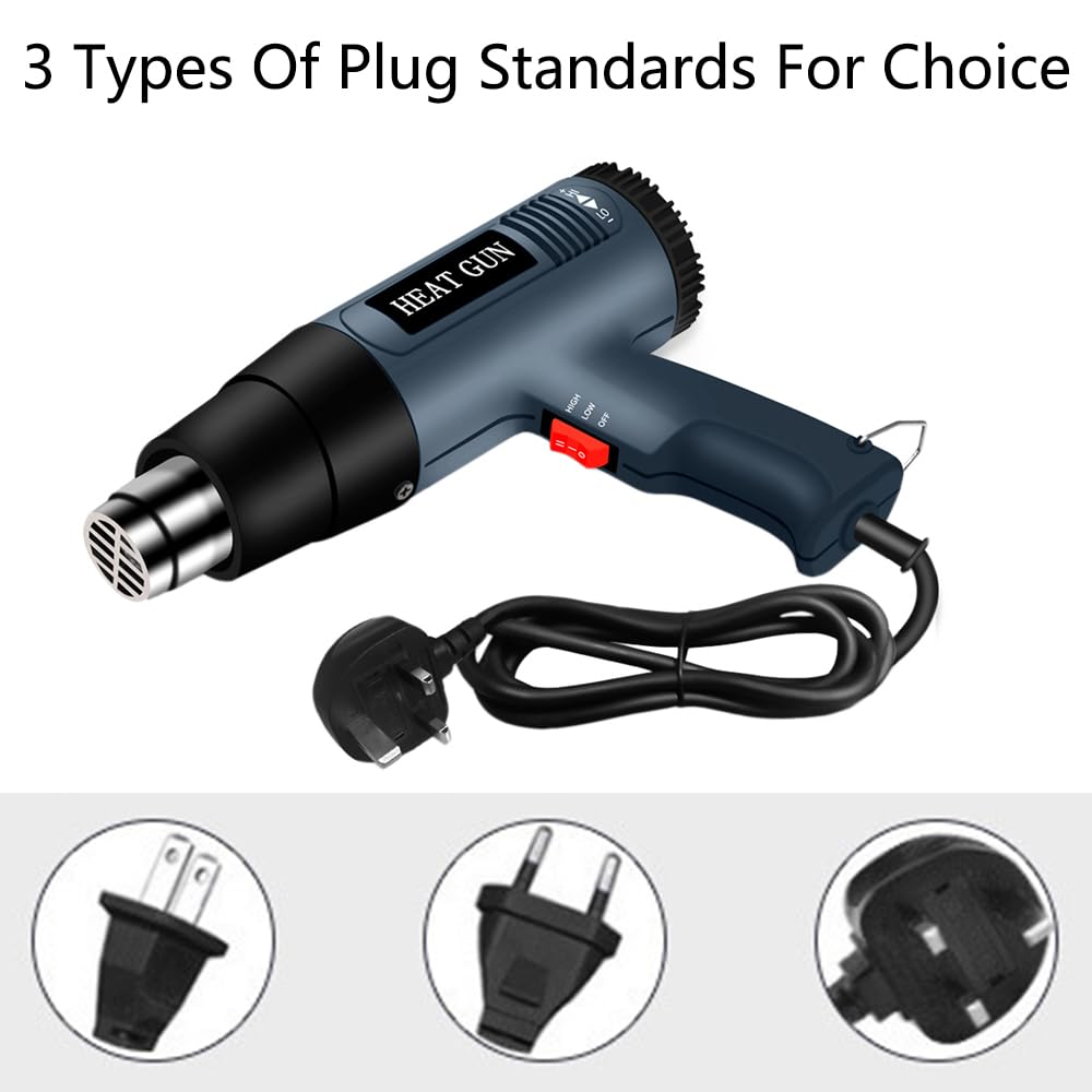 Heat Gun with Intelligent Digital Display 2000W -Hot Air Gun (140?-1202?) with Dual Modes-Reliable Heat Protection 2 Gears Temp Setting-European Plug