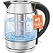 Chefman Electric Cordless Glass Tea Kettle with FREE Included Tea Infuser LED Lighting, Perfect Steep and Auto-Shutoff Safety Feature, 1.8 Liter/1.9 Quart - RJ11-17-TI