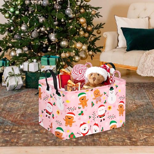 Image of Rectangular Christmas Basket Storage Bin Collapsible Nursery Hamper Book Shelf Basket Xmas Party Box