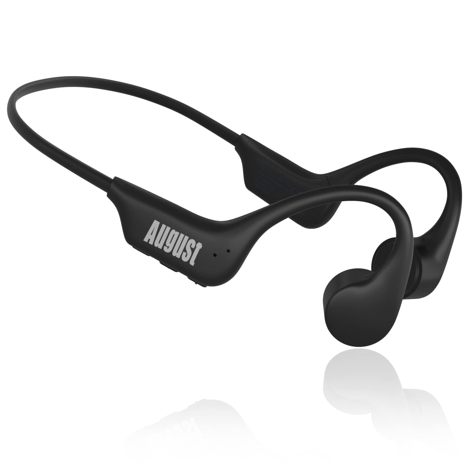 August EP400 Cuffie Conduzione Ossea Bluetooth e MP3 Openear con Memoria, Bone conduction con microfono, IP68 Impermeabili Multipoint per Running Sport Waterproof Wireless Bici Ciclismo - Nero
