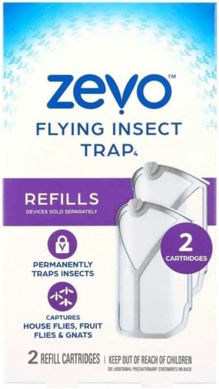 Zevo Flying Insect Refills for Indoor Light Trap: Light Trap Refill Cartridges Capture Fruit Flies, Gnats and Houseflies (2 Refills Cartridges)