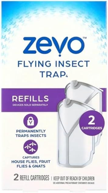 Zevo Flying Insect Refills for Indoor Light Trap Light Trap Refill Cartridges Capture Fruit Flies, Gnats and Houseflies 2 Refill Cartridge