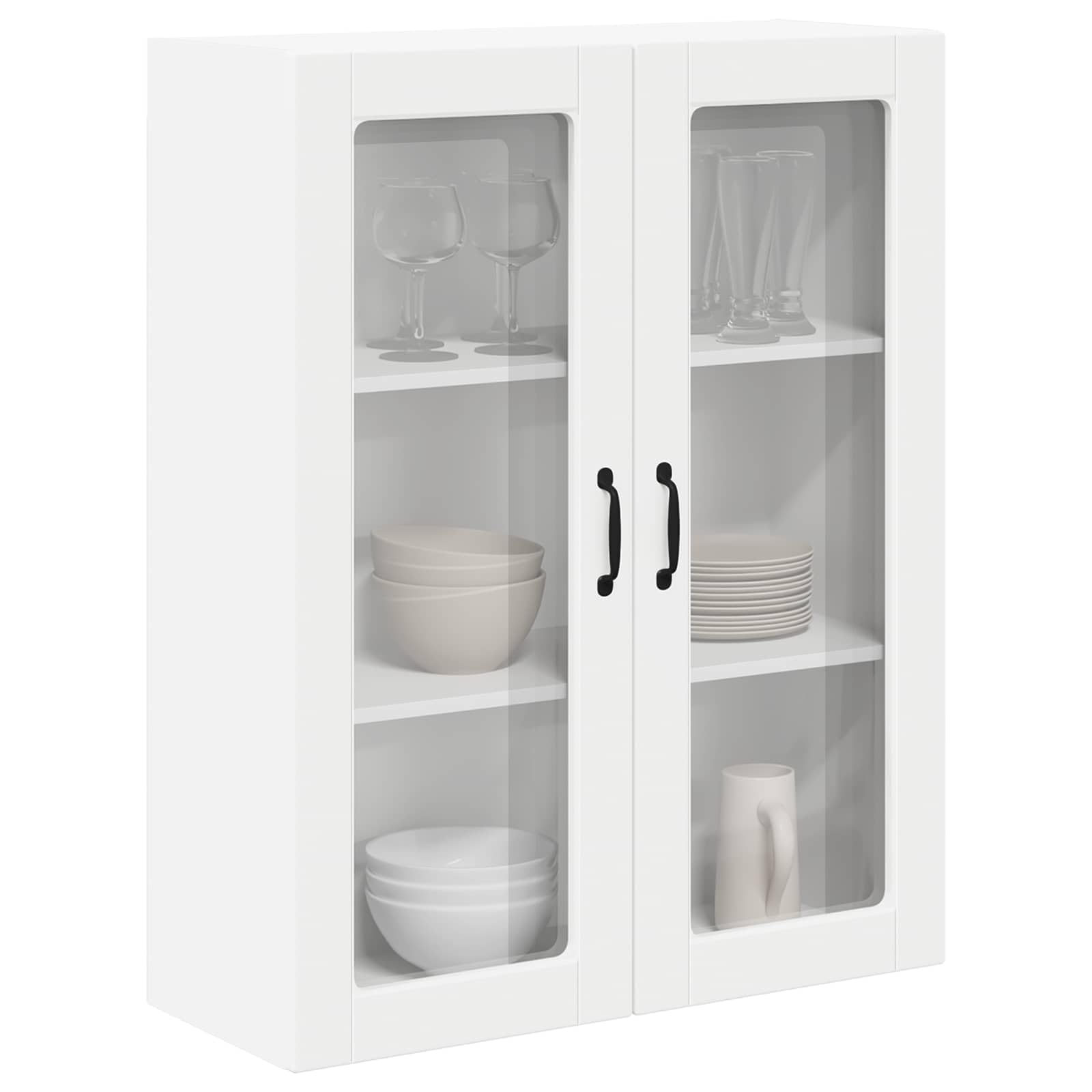 Lucca szafka ścienna ze szkła drzewnego, biała, 80 x 31 x 100 cm, materiał drzewny, nowoczesna szafka kuchenna z 2 drzwiami, 3 półki, trwała, do kuchni, jadalni, magazynu, przechowywania