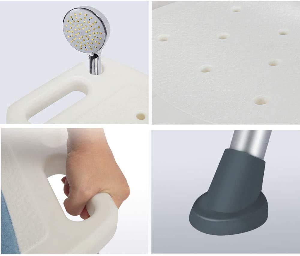 Silla de Ducha Ajustable en Altura, Seguridad Antideslizante con Brazos y Respaldo Elevado El Taburete de Ducha portátil para bañera, Auxiliar de Ducha Plegable para Personas Mayores de Edad