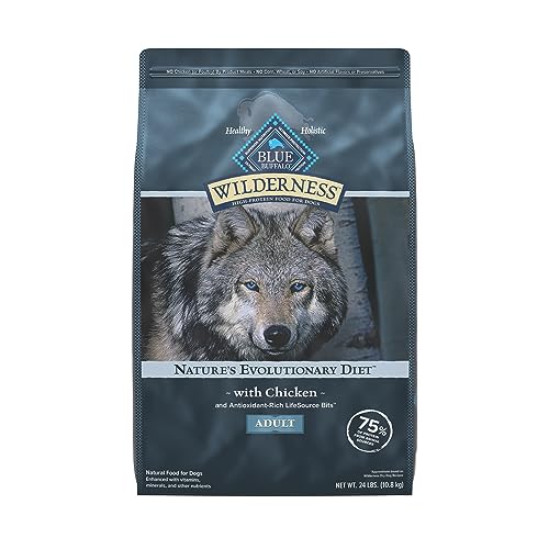 Blue Buffalo Wilderness Natural High-Protein Dry Food for Adult Dogs, Chicken Recipe, 24-lb. Bag
