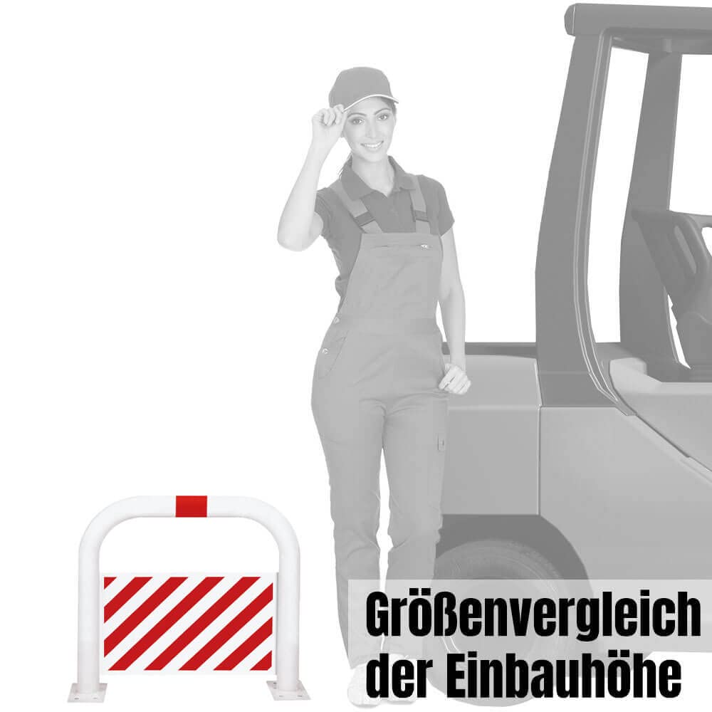 ROBUSTO Rammschutzbügel, Unterfahrschutz, r/w, aufdübeln, Stahl, 75 x 65 cm, Art.-Nr. 99487 | Rammschutzbügel | Rammschutz | Wandschutzbügel