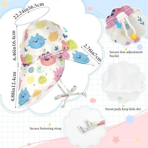 Cute Cartoon Monsters Baby Beach Hat Boy Bucket Hat Toddler Girl Sun Protection Adjustable Travel Essentials4