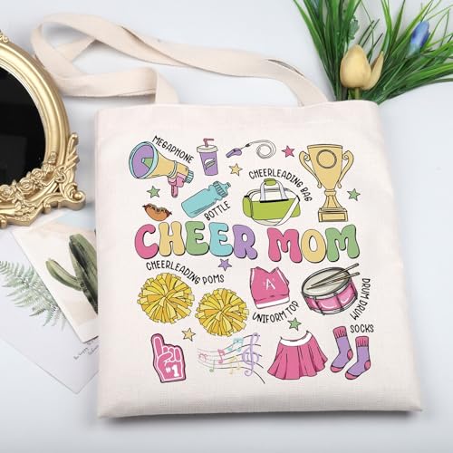 KUIYAI Cheer Mom Tote Bag Cheerleading Mama GiftCheer Team Gift Cheerleader Life Canvas Bag Game Day Cheer Dancer Gift3