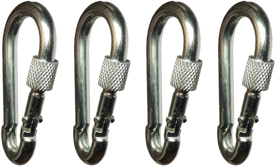 KIT MOSQUETÃO PUNCH 6x60 mm Com Trava - 4 Unidades - Academia Profissional